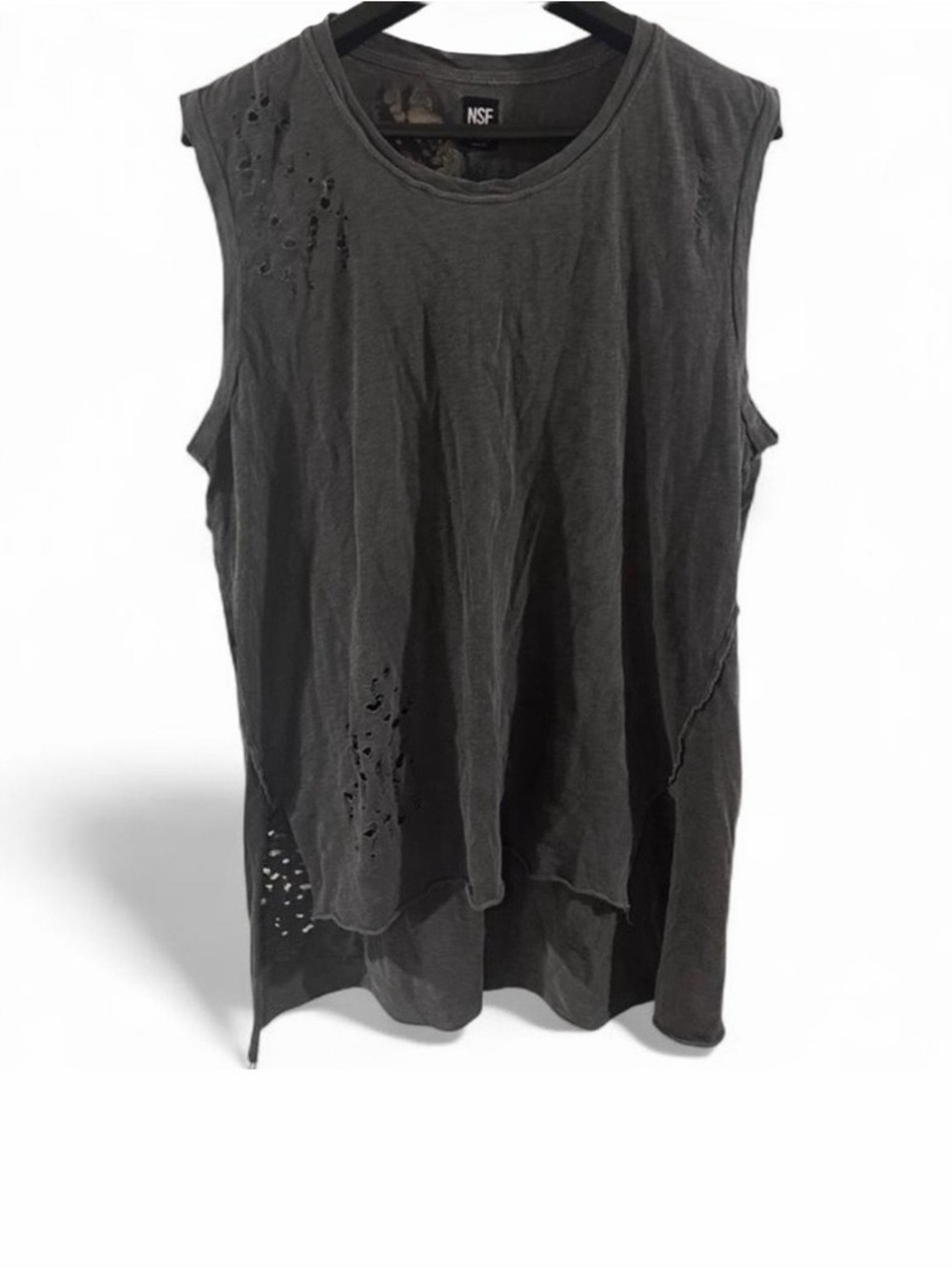 NSF Charcoal Naturally Distressed Men’s Muscle Tee Size Large